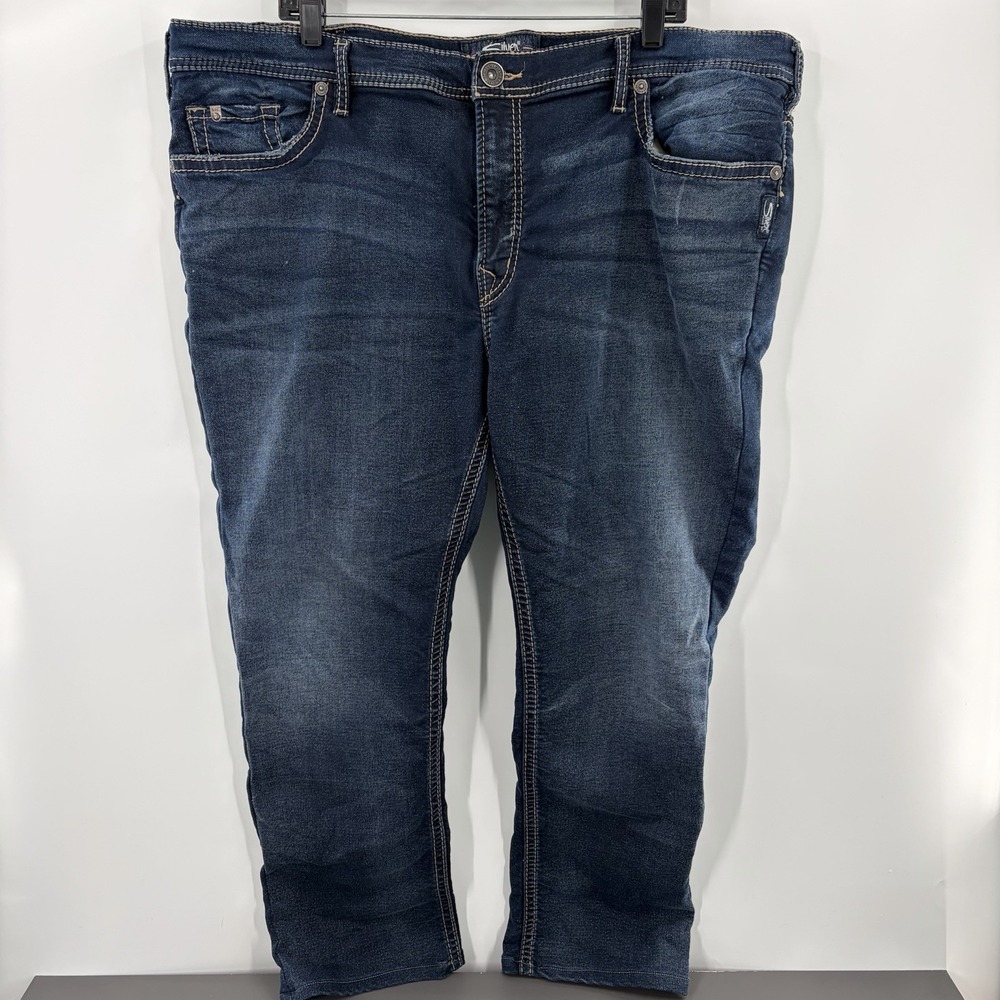 Silver Jeans Men 42x30 Grayson Embroidered Medium Wash Denim Pants 43x27 Actual